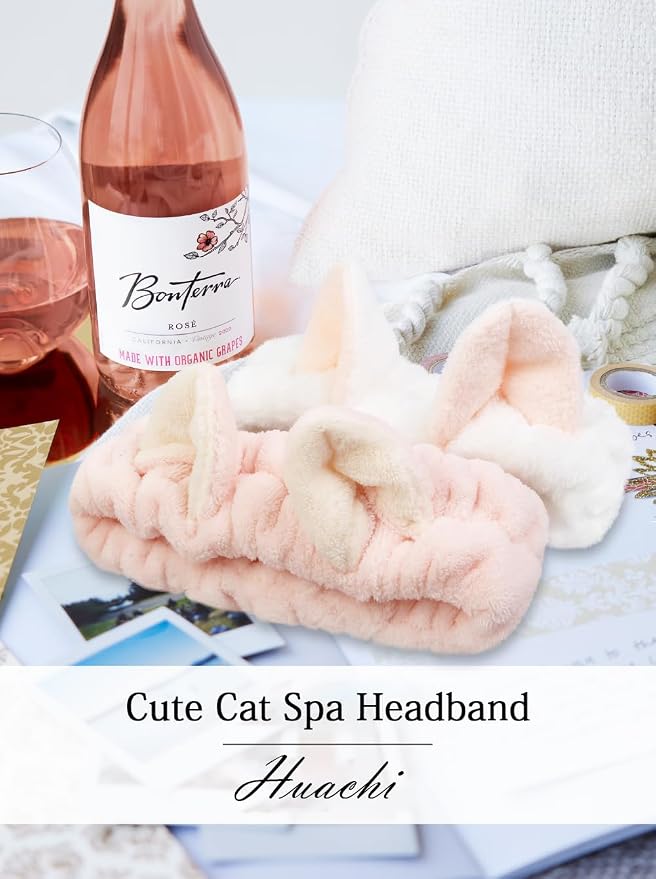 Huachi 2 Packs Cute Cat Ears Spa Headband - Image 4