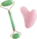 Rose Quartz Gua Sha and Jade Roller Set – Guasha Face Massage Tool Lymphatic by MinaHeal%C2%AE