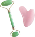 Rose Quartz Gua Sha and Jade Roller Set – Guasha Face Massage Tool Lymphatic by MinaHeal%C2%AE