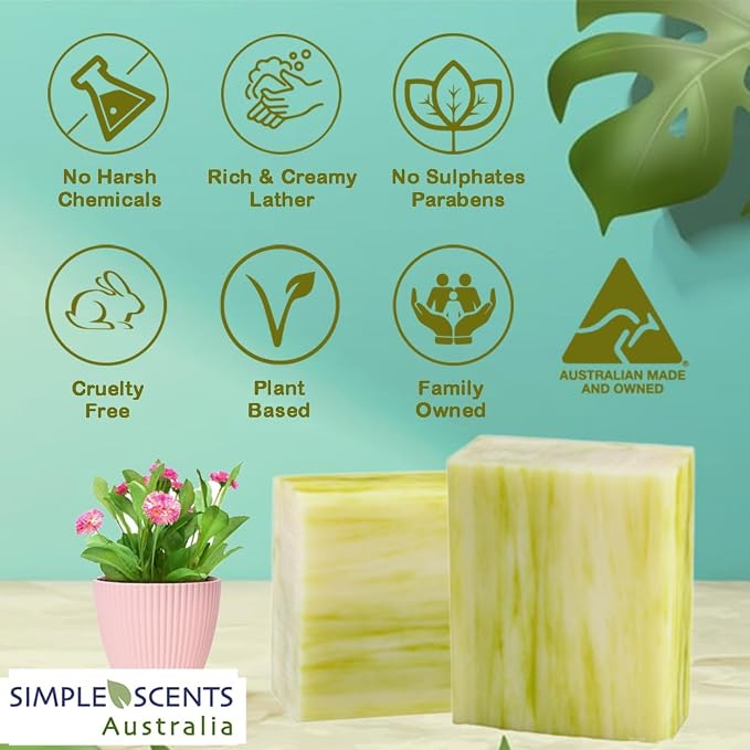 Simple Scents Australia Lemongrass Scented Natural Soap Bars, 3.5oz - Image 3