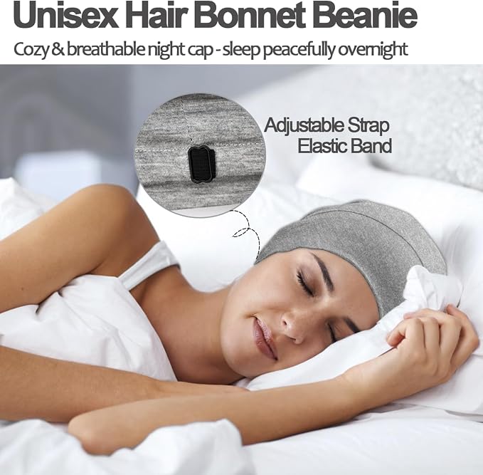 Sleep Cap Bonnet for Sleeping Black Women, Adjustable Cooling Ice Silk Lined - Image 5