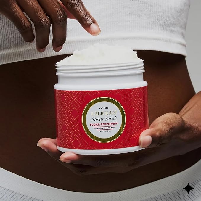 LALICIOUS Sugar Peppermint Exfoliating & Moisturizing Body Scrub | Coconut Oil - Image 5