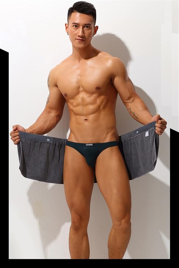 Men Soft Wearable Bath Towel Short Pants Soft Mircofiber Swimming Beach Towel - Image 7