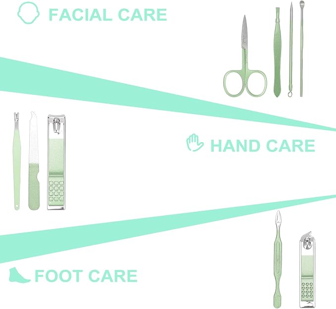 Manicure Set Personal Care Nail Clipper Kit-9 Pieces Pedicure Set Grooming Kit - Image 3
