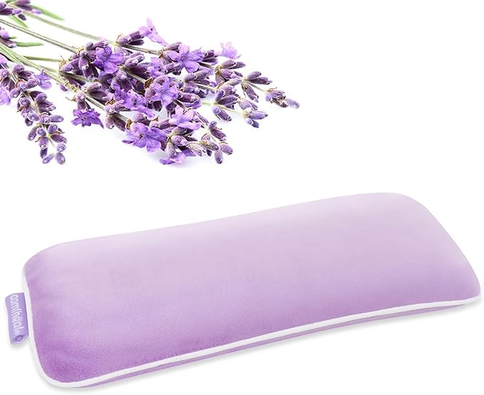 Lavender Weighted Eye Pillow for Yoga, Microwavable Moist Heat Eye Compress Mask by Comfheat