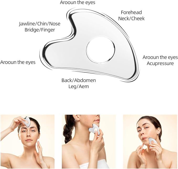 BTYMS Gua Sha Facial Tools Stainless Steel, Heart Shaped Guasha Tool - Image 4