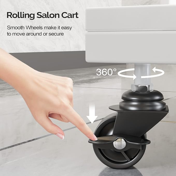 Esthetician Cart with Wheels Utility Salon Rolling Trolley, Tattoo Manicure - Image 6