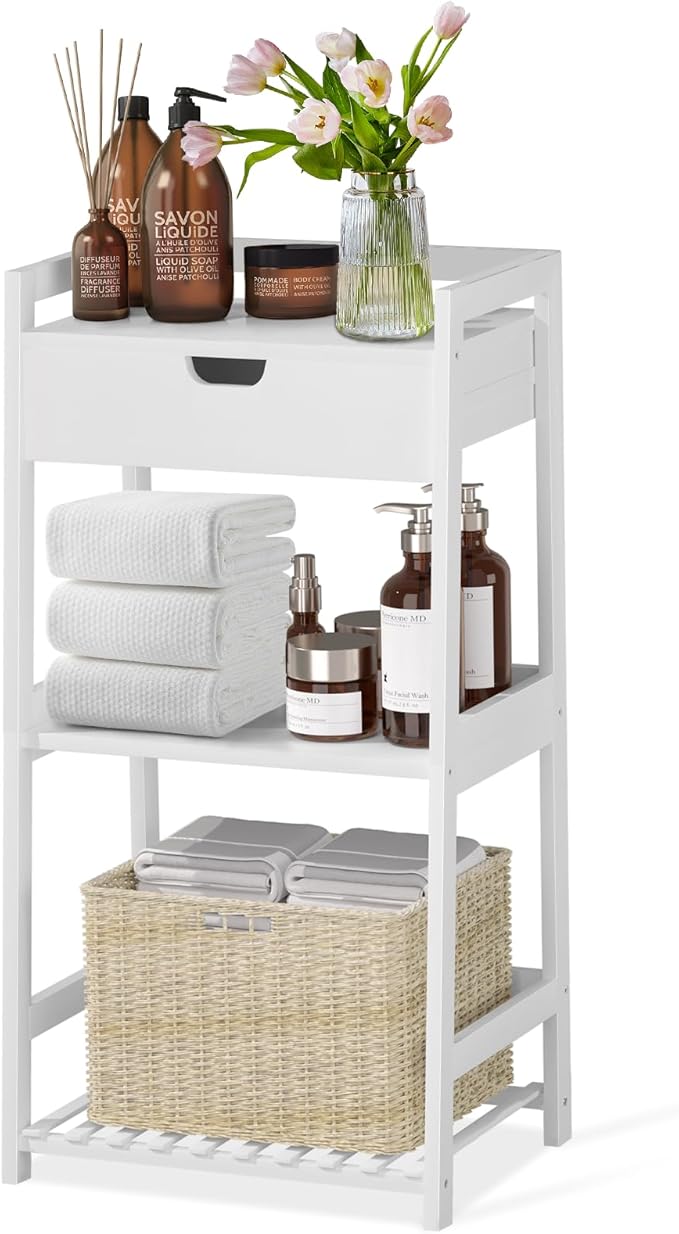 POXAKA 3 Tier Bamboo Bathroom Shelves by POXAKA