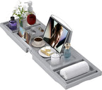Bathtub Tray Caddy, Expandable Bath Trays by BAMBUROBA