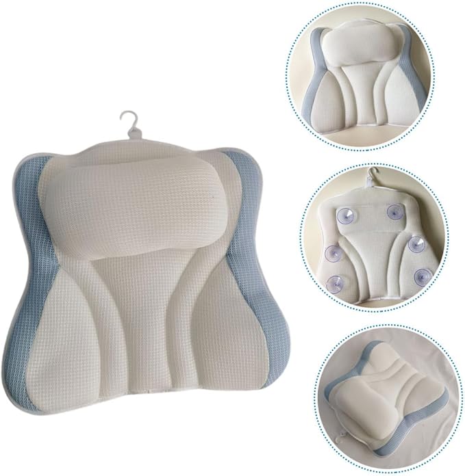 Bath Pillow for Tub with Suction Cups, Mesh Bath Neck Pillow 48x42x10cm - Image 5