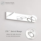 3 Light Bathroom Vanity Light, Modern Chrome Bathroom Light Fixtures Over Mirror - Image 2
