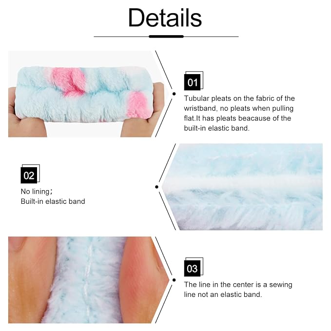 WHAVEL 6PCS Spa Headband and Wristbands Set, Face Wash Headband Wrist Bands - Image 6