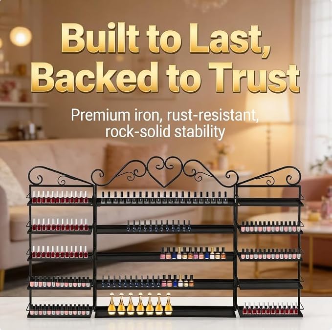 5 Tiers Wall-Mounted Nail Polish Storage Rack, Nail Polish Bottle Holder - Image 4