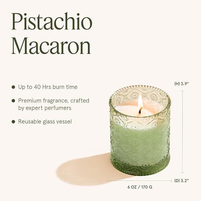 LA JOLIE MUSE Pistachio Macaron Scented Candle | Pistachio, Milk & Vanilla | 6 - Image 5