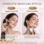 Organic Castor Oil Roll On & Stainless Steel Gua Sha Facial Tool – Metal Face - Image 2