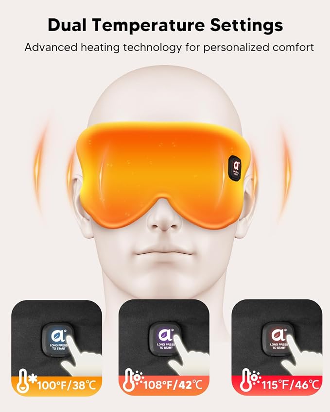 arboleaf Heated Eye Mask for Dry Eyes, Cordless Rechargeable Warm Eye Compress - Image 3