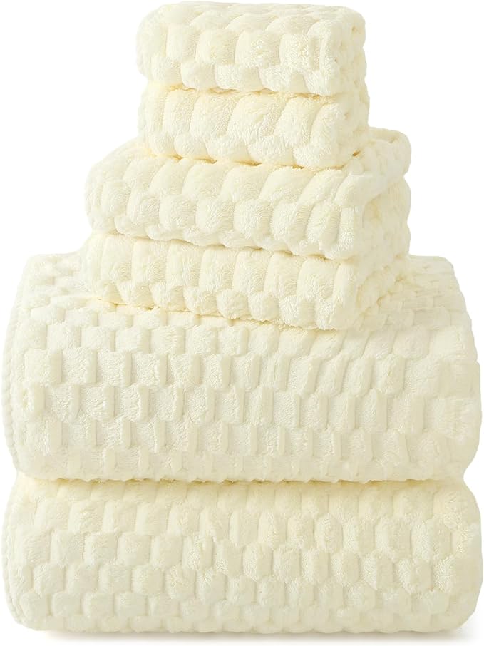 REDKISS Cream Microfiber Towels Set of 6-35x70 Inches Oversized Bath Sheets - Image 8