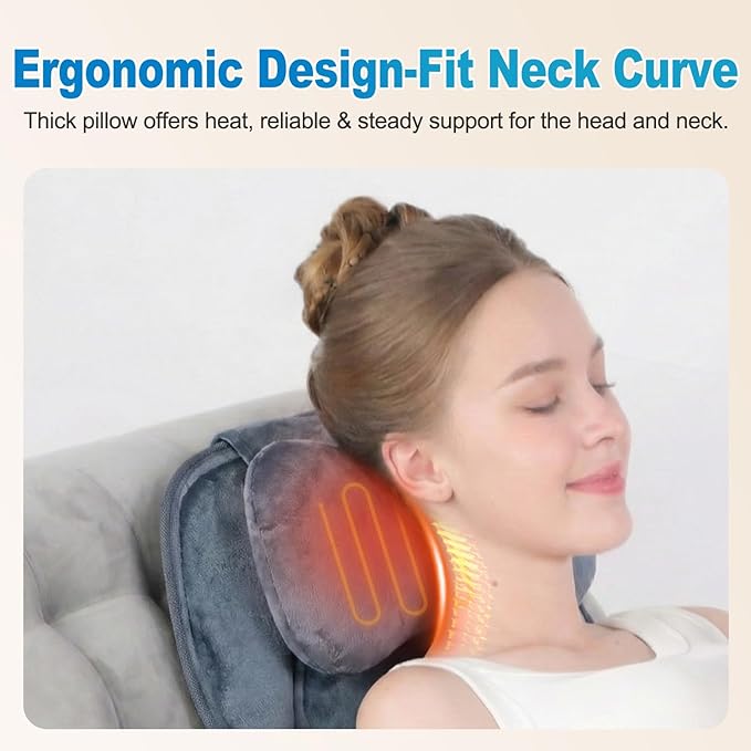 Back Massager with Heat, Full Body Massage Pad with Pillow Neck Support - Image 3