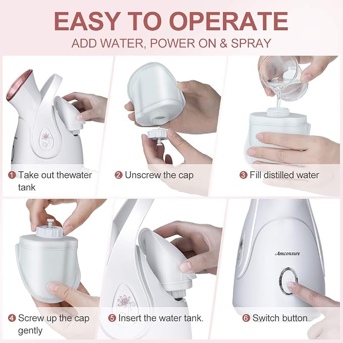 Facial Steamer, Amconsure Nano Ionic Face Steamer - Image 7