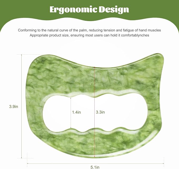 airogym Jade Stone Gua Sha Massage Tool Set, Gua Sha Muscle Scraper Tool - Image 4