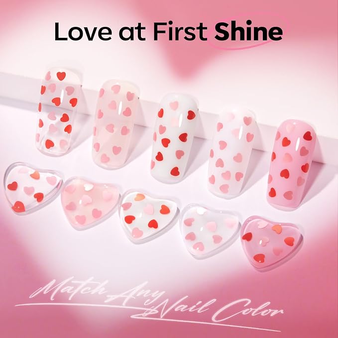 modelones Heart Glitter Gel Top Coat, 15 ML 2 in One No Wipe Clear Gel Nail - Image 4