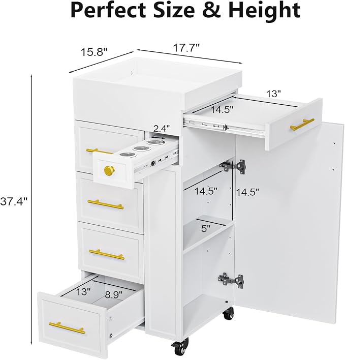 OmySalon Salon Trolley Cart, Hair Styling Station - Image 5