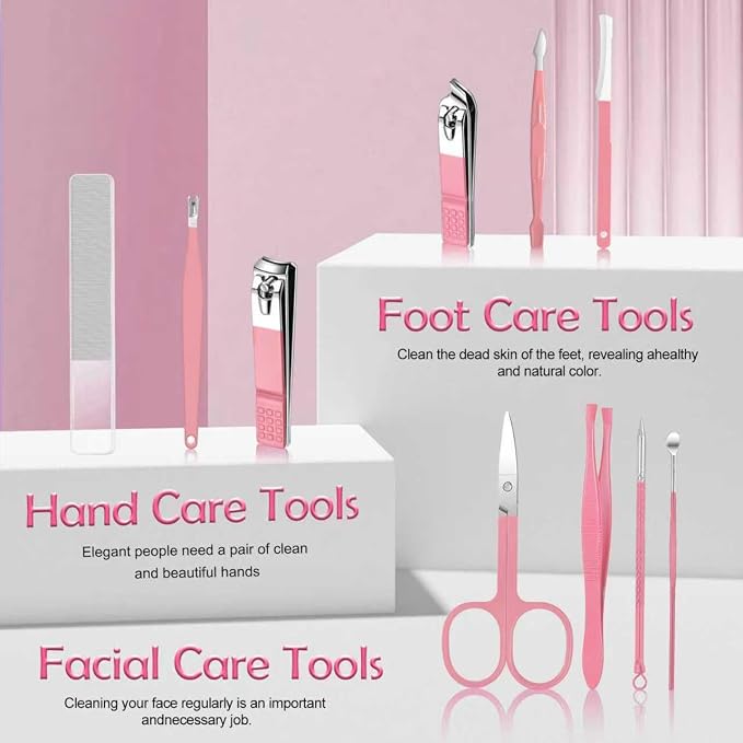 10 in 1 Manicure kit for Women Professional Pink Nail kit, Nail Care kit and - Image 5