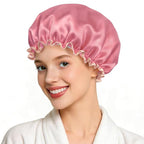 Waterproof Shower Caps for Women, Solid Color Dual-Layer Elastic Band Design by MeliyaSmartwatchAccessories