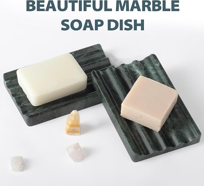 Karibiber 2 Pcs Soap Holder for Bathroom, Marble Soap Dish for Kitchen - Image 2