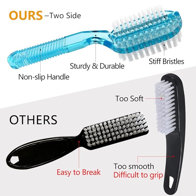 Handle Grip Fingernail Brush Two Sided Nail Brush Foot Scrub Brush Soft Stiff - Image 2