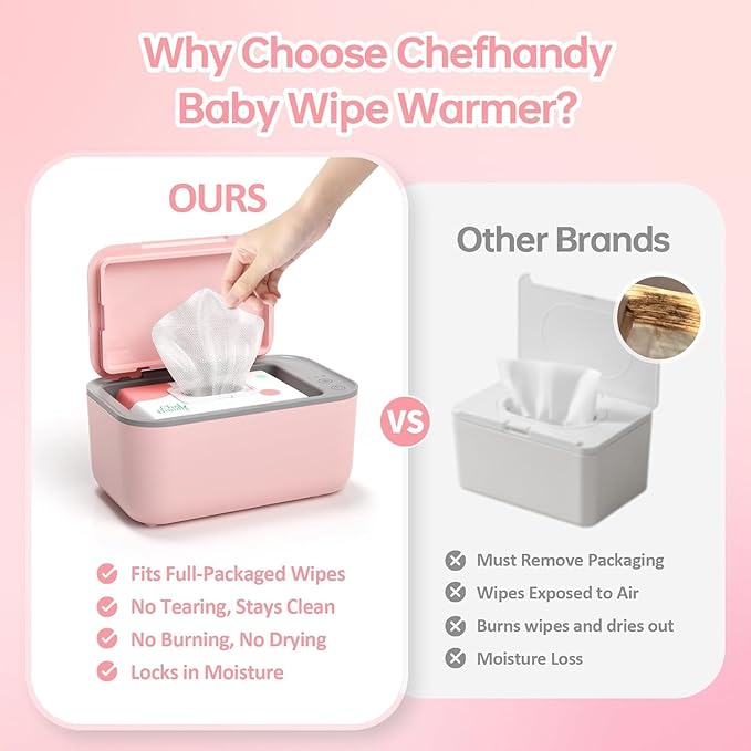 Chefhandy Baby Wipe Warmer, 3-Level Temperature Control, Quiet & Even Heating - Image 4