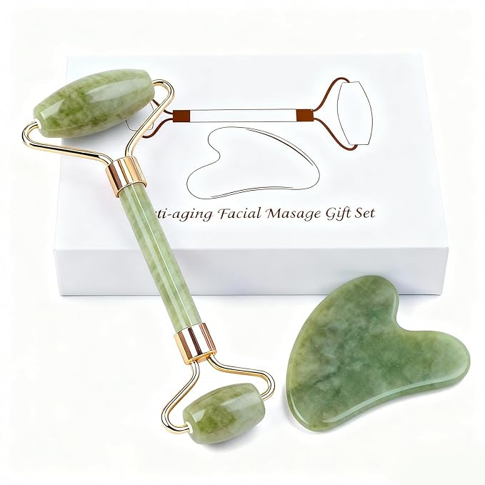 Jade roller and gua sha, facial roller, women's skincare tool, self-care gift by Werncy