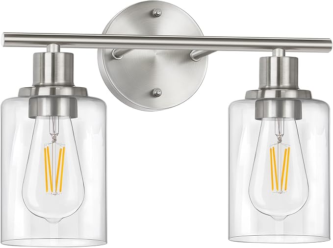 FOLKSMATE Bathroom Light Fixtures, 2-Light Brushed Nickel Vanity Light by FOLKSMATE