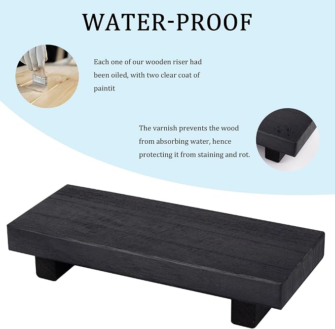 zoocatia Small Wood Tray Pedestal Stand Farmhouse Bathroom Decor Decorative - Image 3