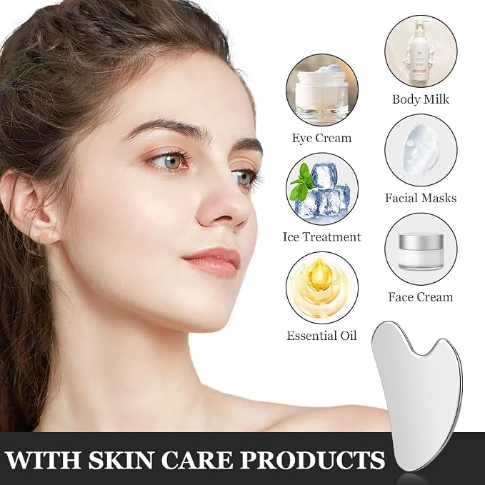 URAQT Stainless Steel Gua Sha Facial Tools Guasha Tools - Image 4