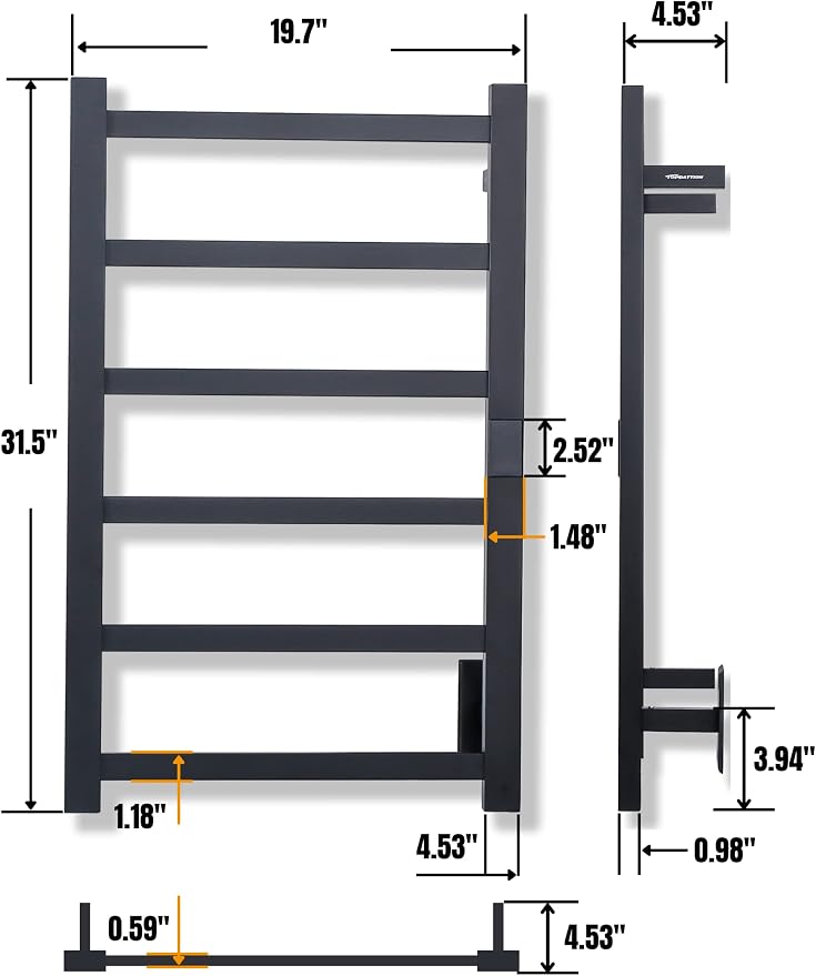 Topdattion Smart Wireless Electric Towel Warmer | Blade Thin 6 Bar Design | - Image 3