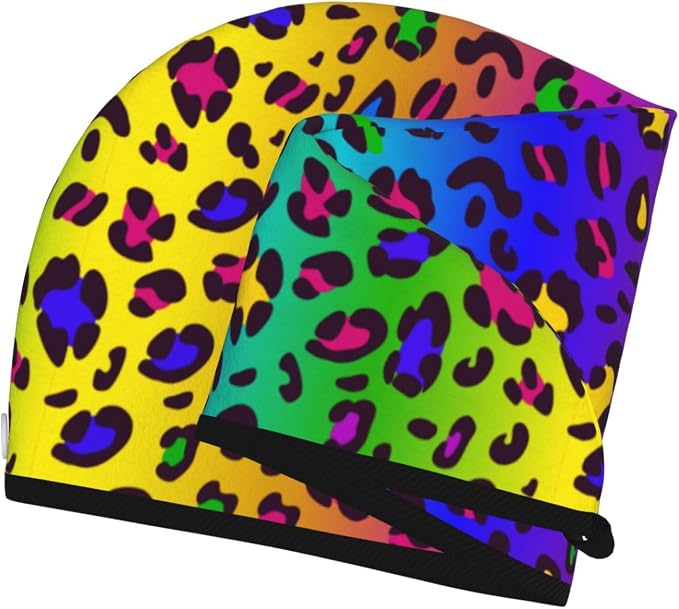 Rainbow Leopard Hair Towel Wrap Absorbent Hair Drying Towel Microfiber Hair - Image 6