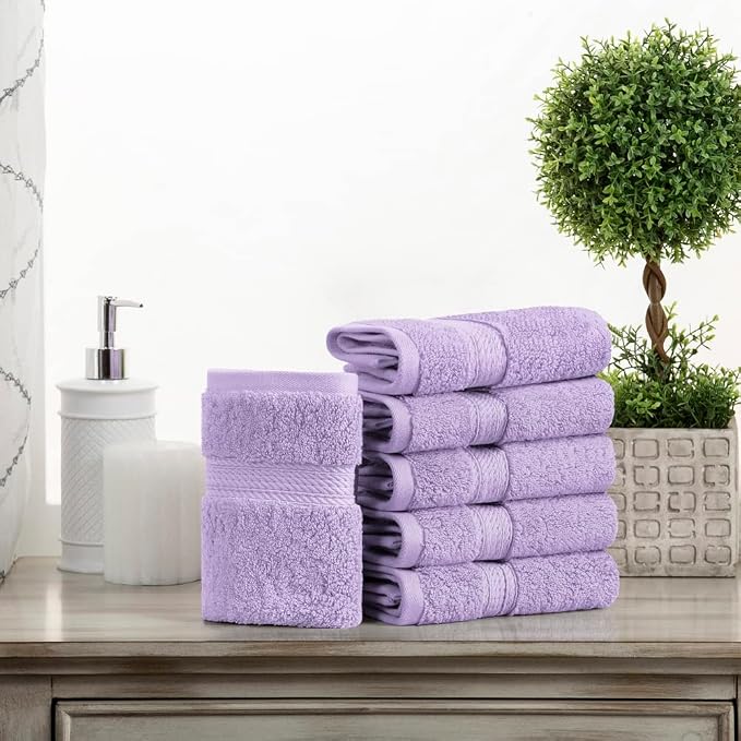 Superior Egyptian Cotton Pile Face Towel/Washcloth Set of 6, Ultra Soft Luxury - Image 2
