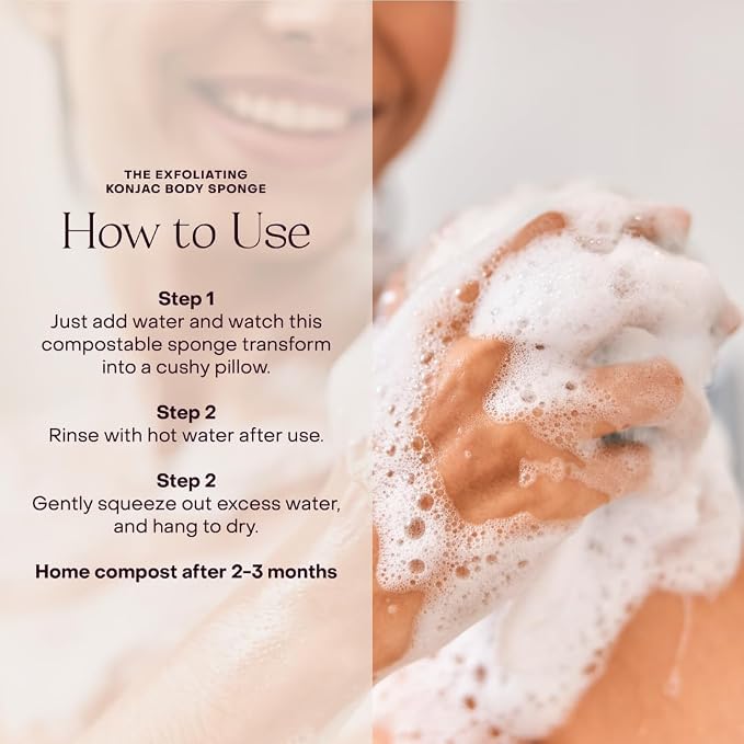 Everist The Exfoliating Konjac Body Sponge, Compostable Bath Sponge - Image 5