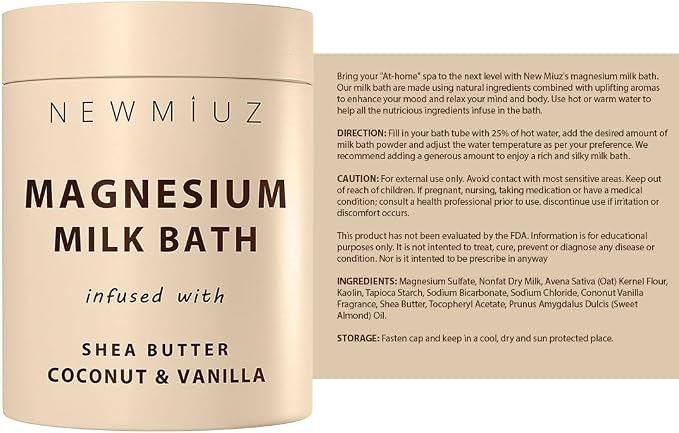 Creamy Magnesium Milk Bath Soak Powder Moisturize Soften Skin Coconut Vanilla - Image 8