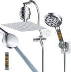 Hibbent All Metal 12'' Dual Filtered Rainfall Shower Head Combo, High Pressure by Hibbent