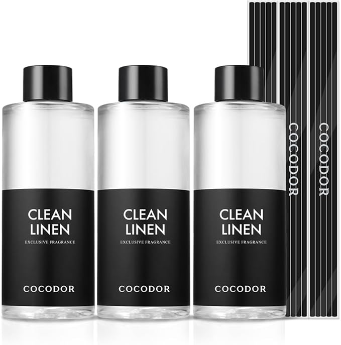 COCODOR Reed Diffuser Oil Refill/Clean Linen /6.7oz / 3 Pack/Aromatherapy by COCODOR