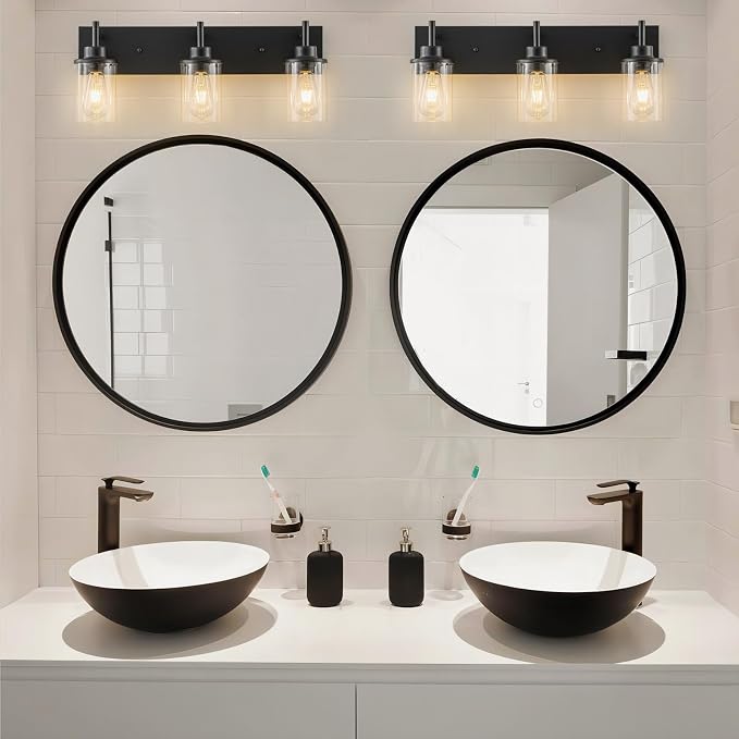GoYeel Vanity Lighting Fixtures, Matte Black Bathroom Light Fixtures 3-Light - Image 2