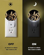 Night Lights Auto Sensor Golden Foliage Night Light Black Minimalist Leaf Round - Image 6