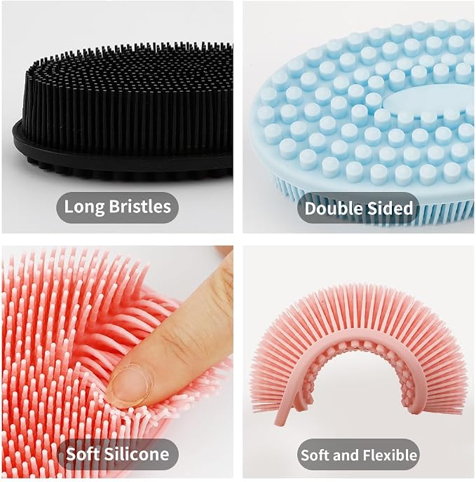 3 Pack Silicone Body Scrubber, Silicone Loofah Soft Exfoliating Body Scrubber - Image 2