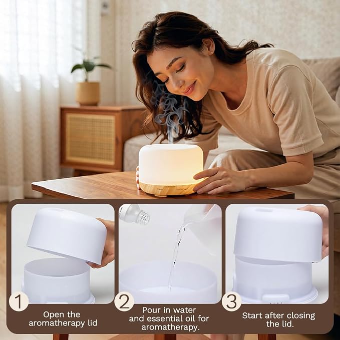 500ml Premium Essential Oil Diffuser, Quiet 4-in-1 Ultrasonic Aromatherapy - Image 8