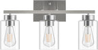 PARTPHONER 3-Light Bathroom Light Fixtures, Brushed Nickel Vanity Light by PARTPHONER