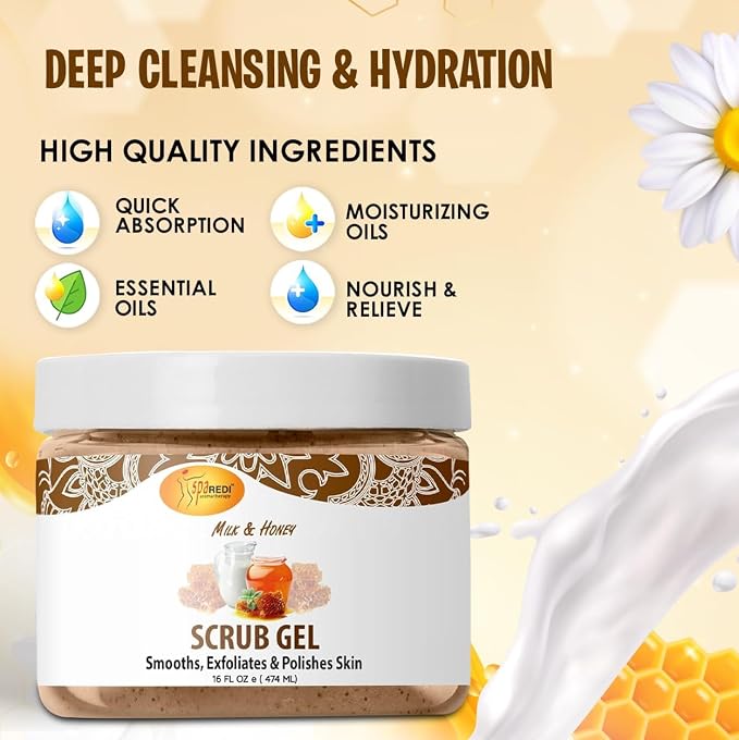 SPA REDI – Exfoliating Scrub Pumice Gel, Milk and Honey, 16 Oz - Image 5
