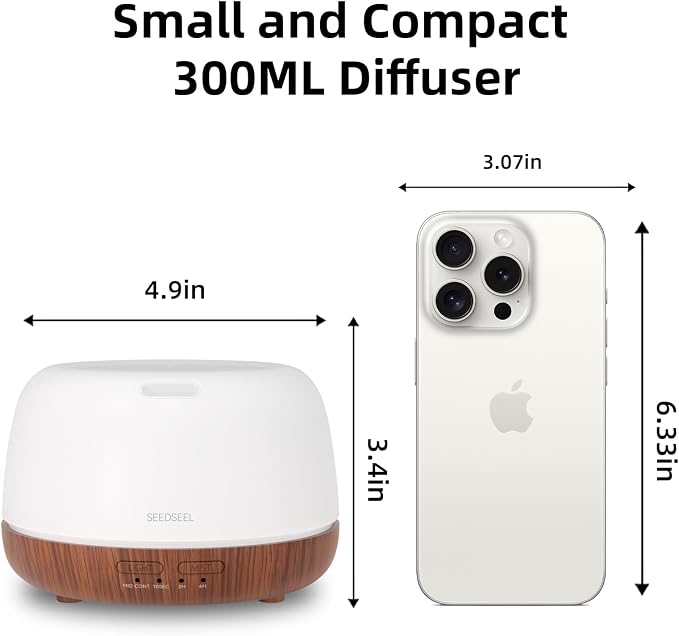 SEEDSEEL 300ML Essential Oil Diffuser, Mini Aromatherapy Diffuser - Image 2