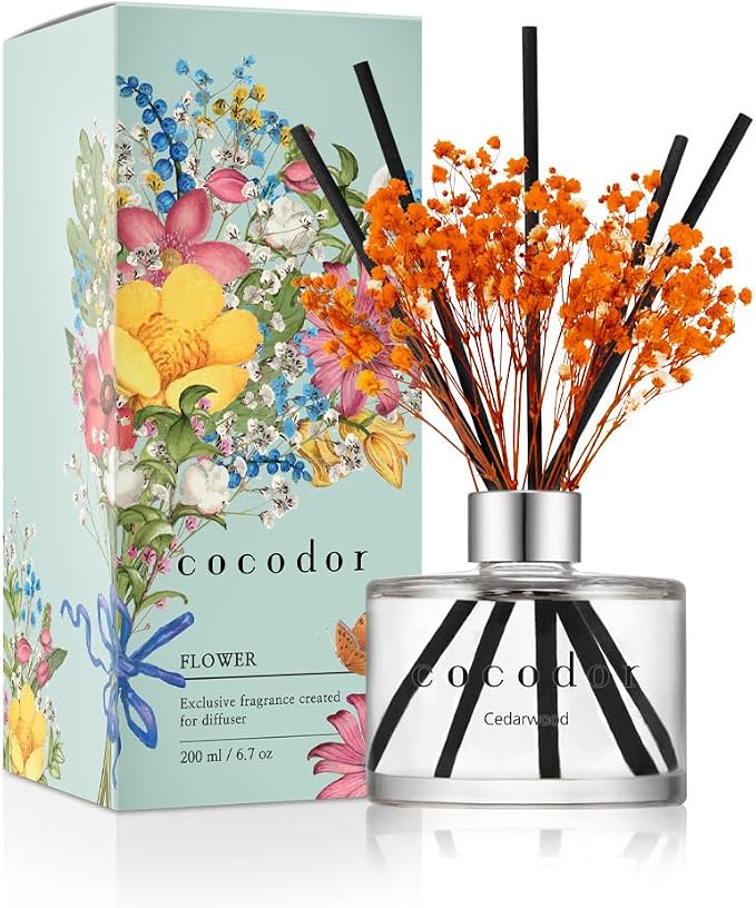 COCODOR Preserved Flower Reed Diffuser/Cedar Wood/6.7oz/1Pack / Home Fragrance by COCODOR